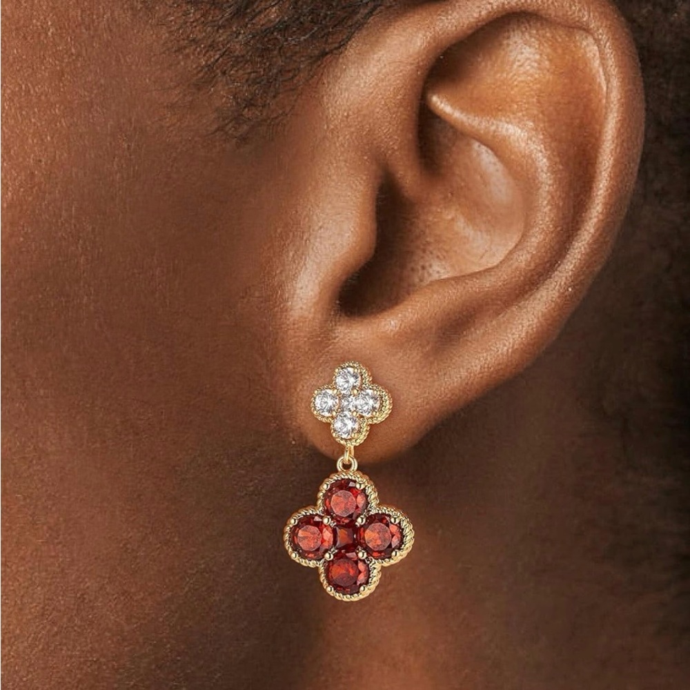 Gold Cz Reda Leaf Stud Earrings